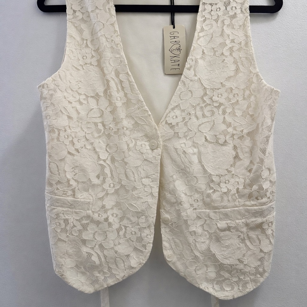 Elegant Cream Lace Vest Top